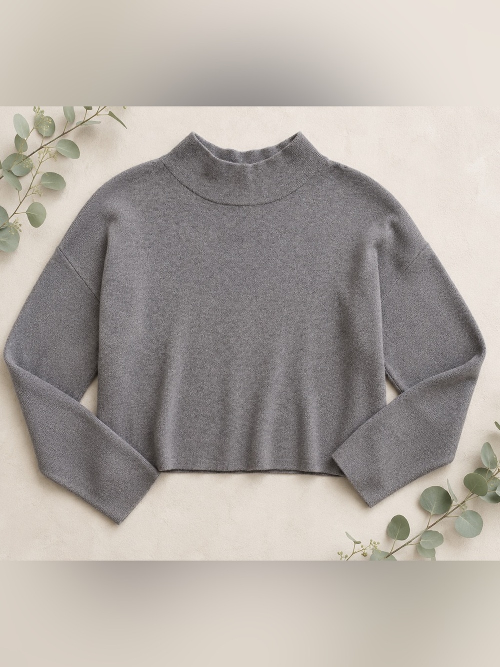 Quince Gray Milano Stitch Mock Neck Pullover Heather Gray